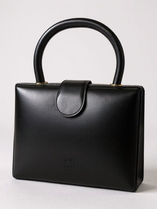 Loewe Handbags - Loewe Vintage Handbag Anagram Logo Black Leather Bag